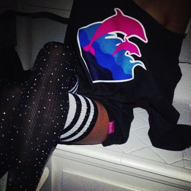 Black Crystallized Thigh High Socks