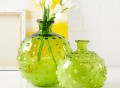 Green Hobnail Vases
