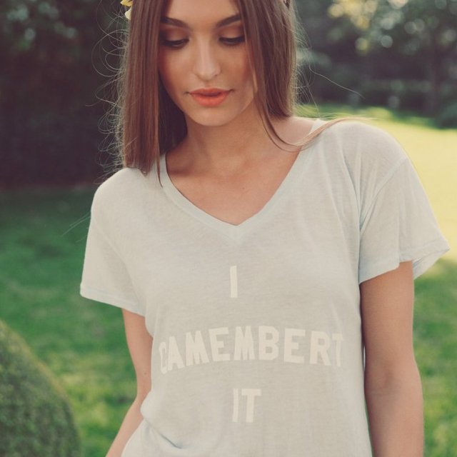 I Camembert It Easy V Neck Tee by Wildfox Couture