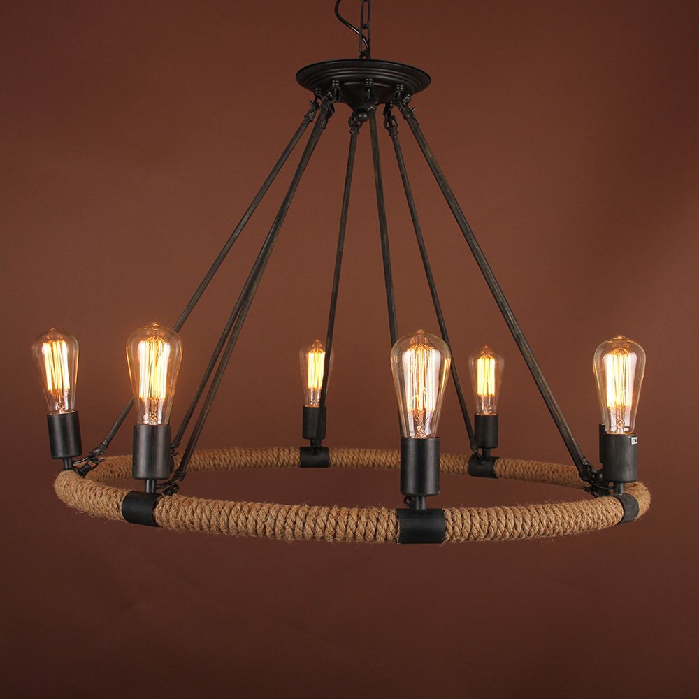 Home Built Metal Hemp Rope Lamp