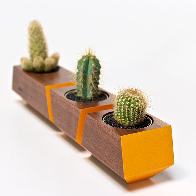 Walnut/Orange Boxcar Planters