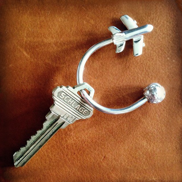 Sterling Airplane Key Ring