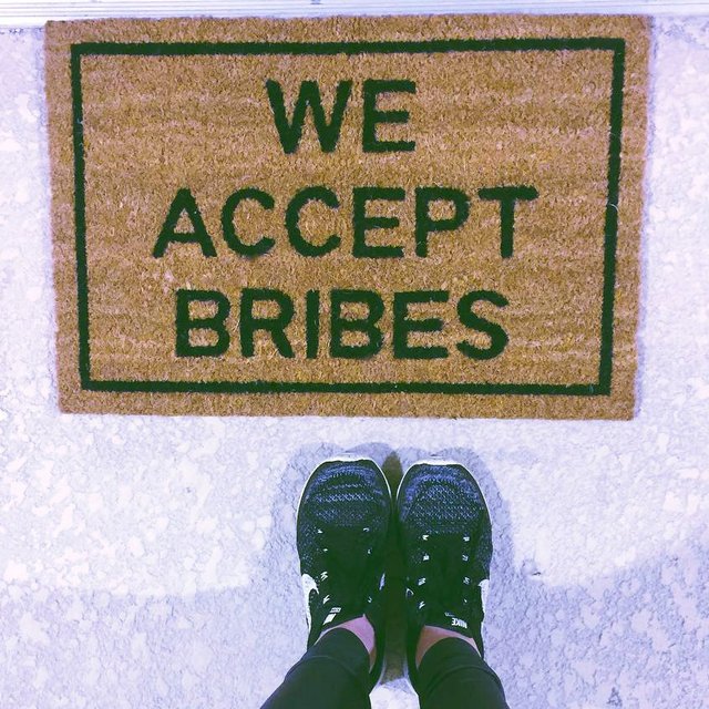 We Accept Bribes Doormat