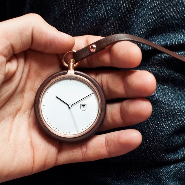 Walnut Calendar Pocket Watch