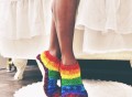 Rainbow Hand Knit Wool Ankle Slipper Socks by Tibetan Socks