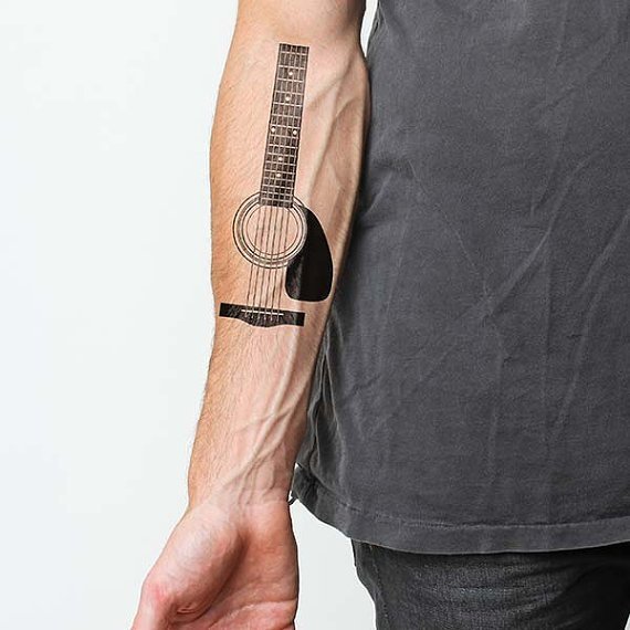 Acoustic Guitar Temporary Tattoo Set