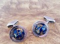 Globe Cage Cufflinks in Silver with Semi Precious Stone