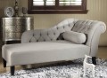 Aphrodite Tufted Putty Gray Linen Chaise