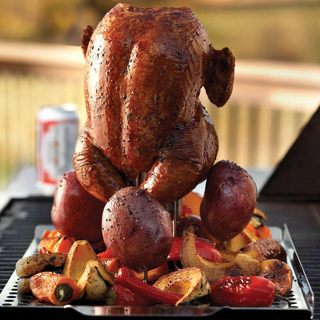 Beer Can Chicken Roaster with Potato Prongs