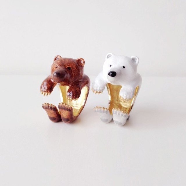 Bear Adjustable Enamel Ring