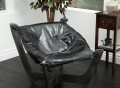 Modern Design Black Top Grain Leather Sling Chair