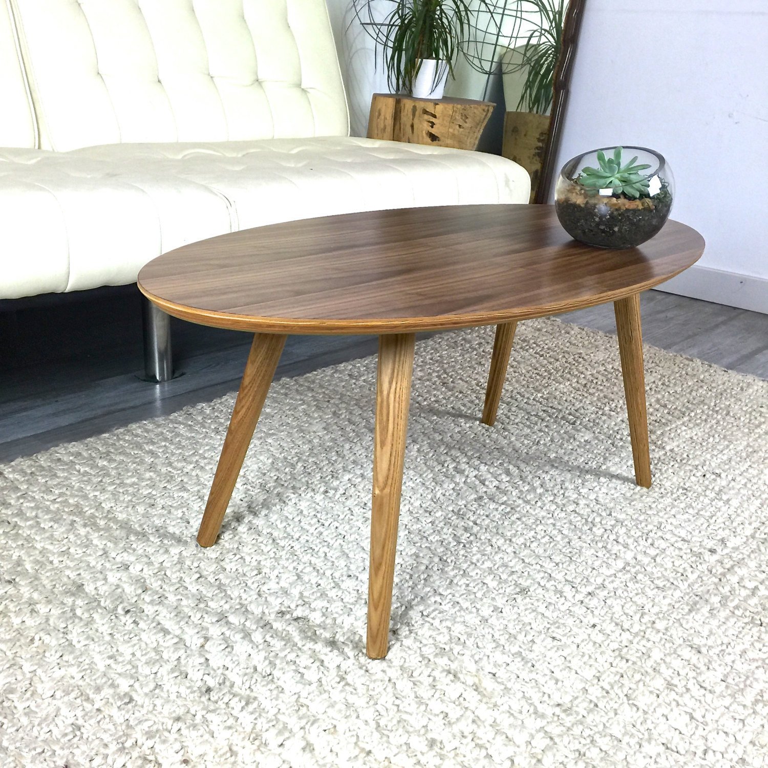 Mid Century Walnut Surfboard Coffee Table