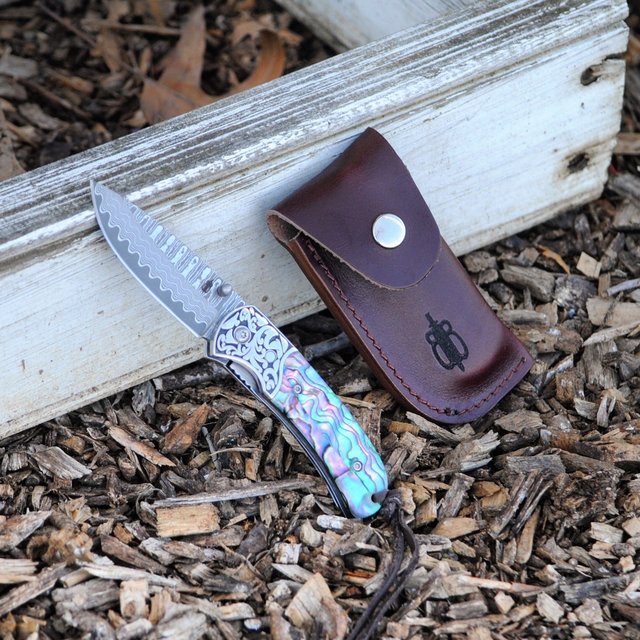 BucknBear Handmade Abalone Classic Folding Knife