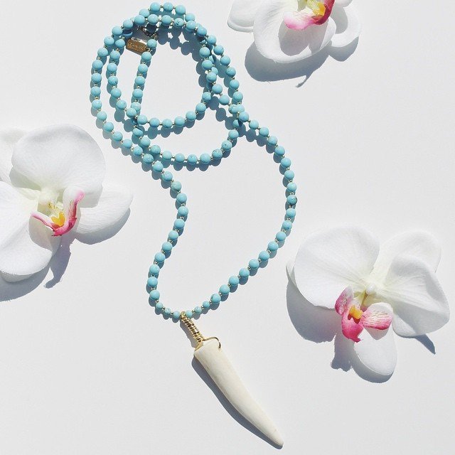Full Matte Turquoise Antler Necklace