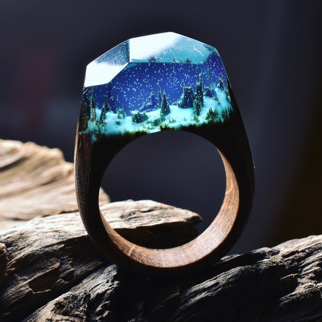 Enchanted Forest Resin & Wood Ring