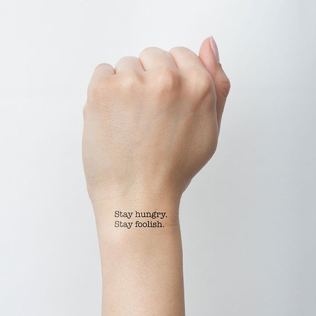 Hungry & Foolish Text Tattoo