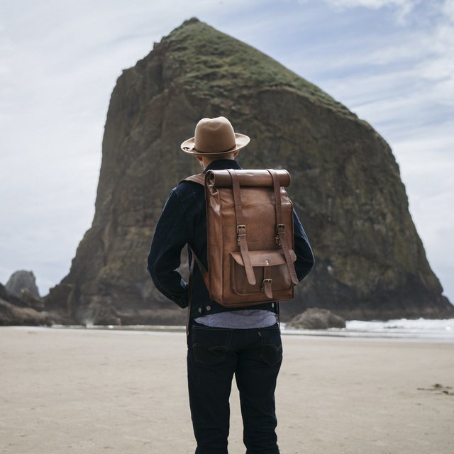 Leather Rolltop Backpack