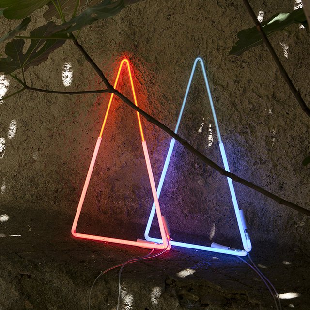 Blue + Red Triangle Neon Lights by White Cubes