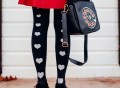 Love Story Back Line of Hearts Print Tights