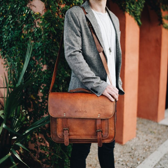 Leather Business Laptop Messenger