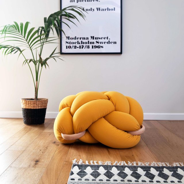 Mustard Floor Knot Cushion