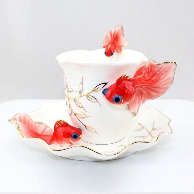 Goldfish Enamel Ceramic Coffee Mug