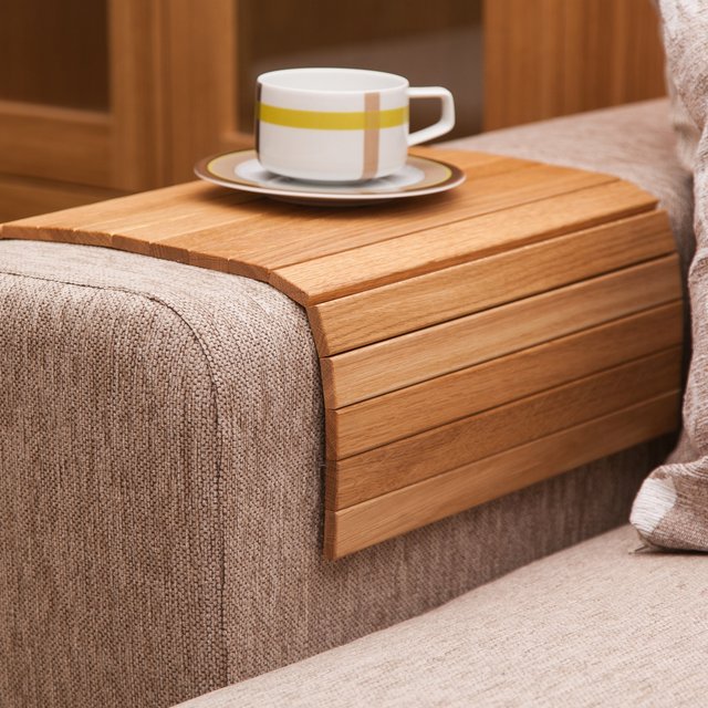 Handmade Wooden Oak Sofa Tray Table