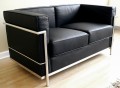 Black Le Corbusier Style Petite Loveseat