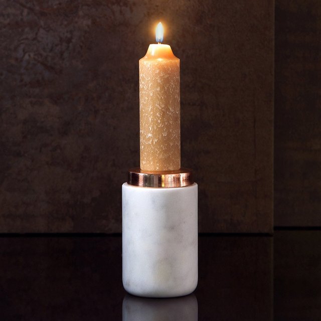 Marble & Vintage Copper Taper Candle Holder