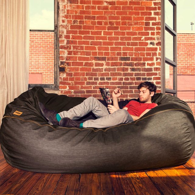 Jaxx Black Denim 7 ft Bean Bag Sofa