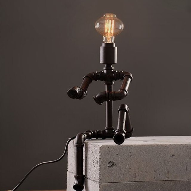 Sitting Man Iron Pipe Lamp