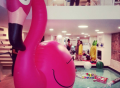 Giant Inflatable Pink Flamingo Pool Toy