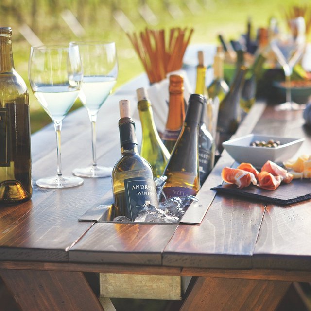 Carneros Picnic Table with Chilling Trough and Benches