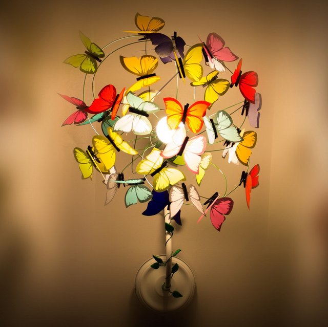 Multicolor Butterflies and Sprouts Sconce Lamp