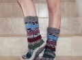 Green Hand Knit Wool Long Slipper Socks