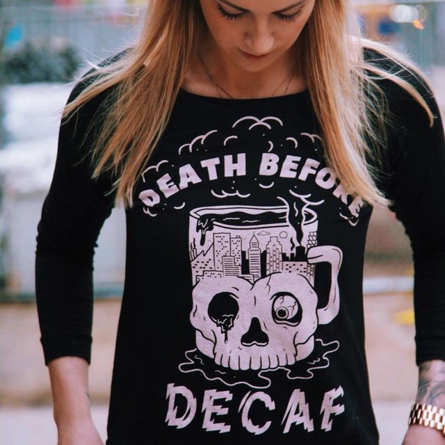 Death Before Decaf Raglan Sweatshirt