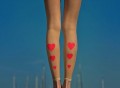 Hearts Print Sheer Footless Tights