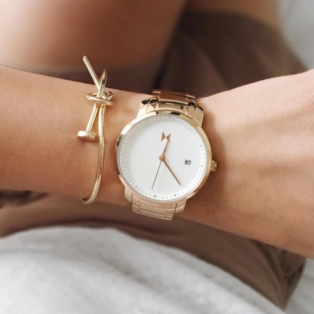 White Rose Gold Watch by MVMT