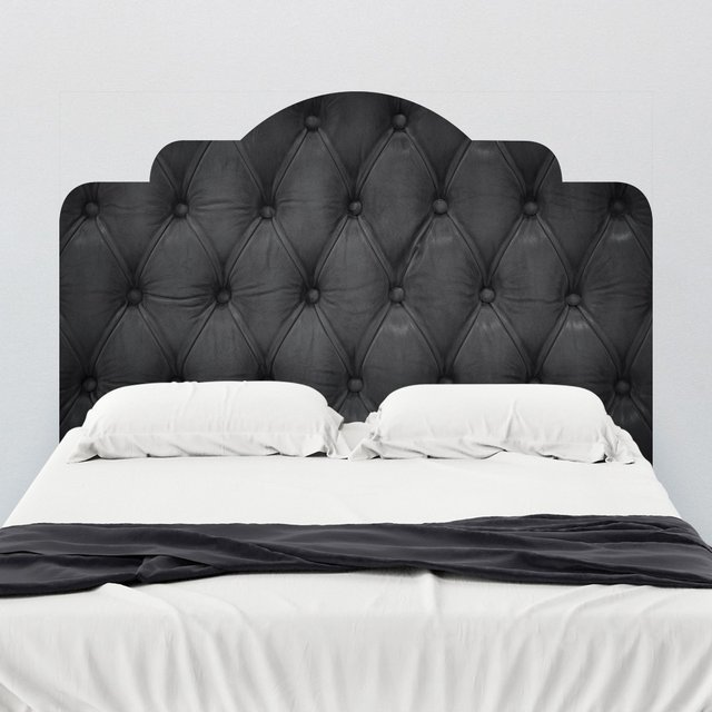 Black Faux Tufted Headboard Wall Decal