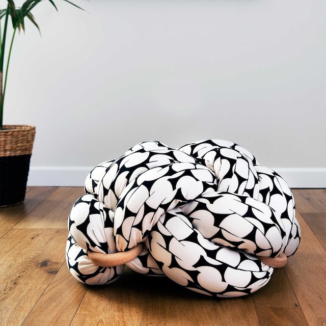 Black & White Pattern Large Floor Knot Cushion