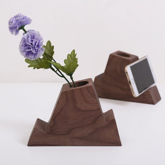 Wood Pen Holder with Phone Stand