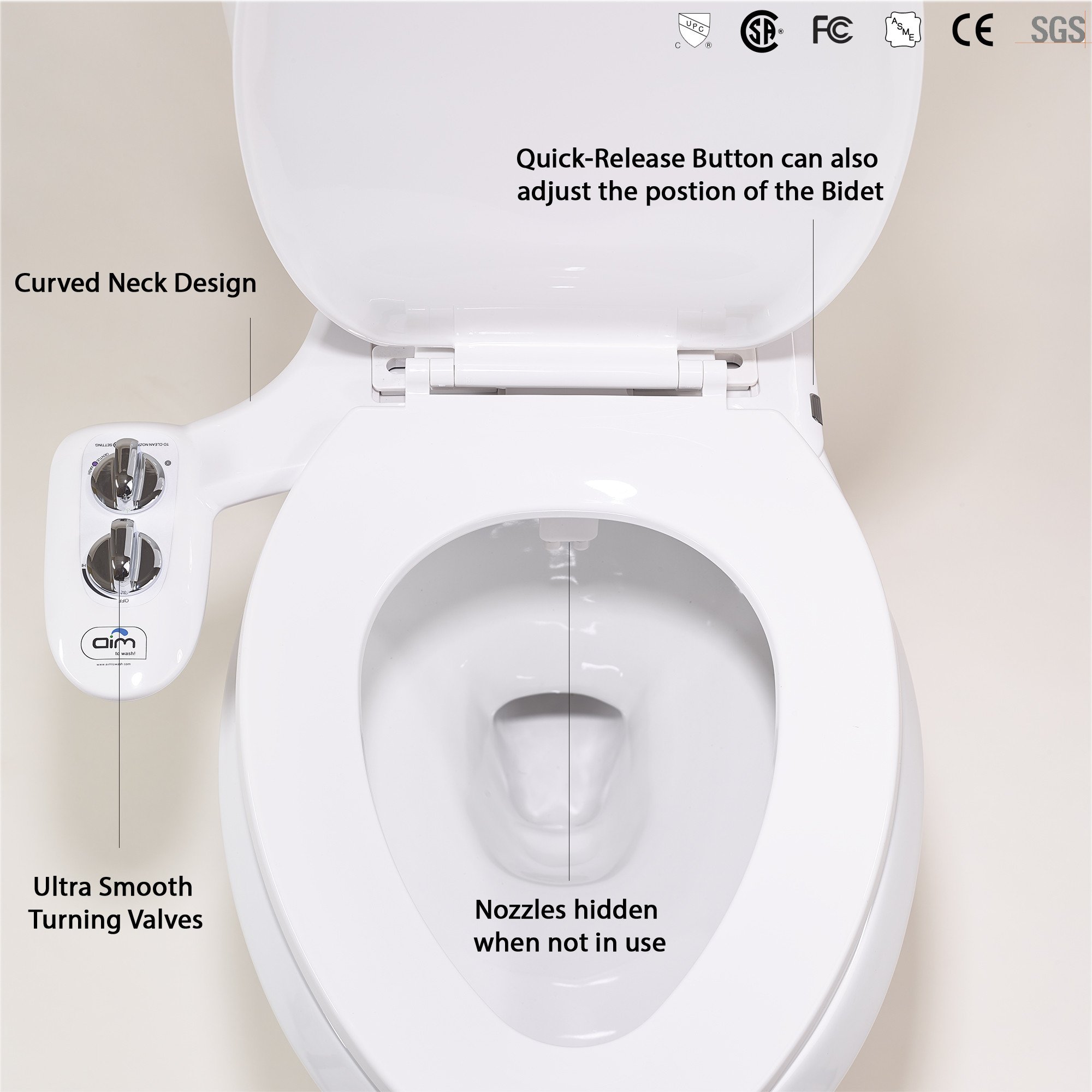 Bidet Attachment + Toilet Night Light + Quick Release