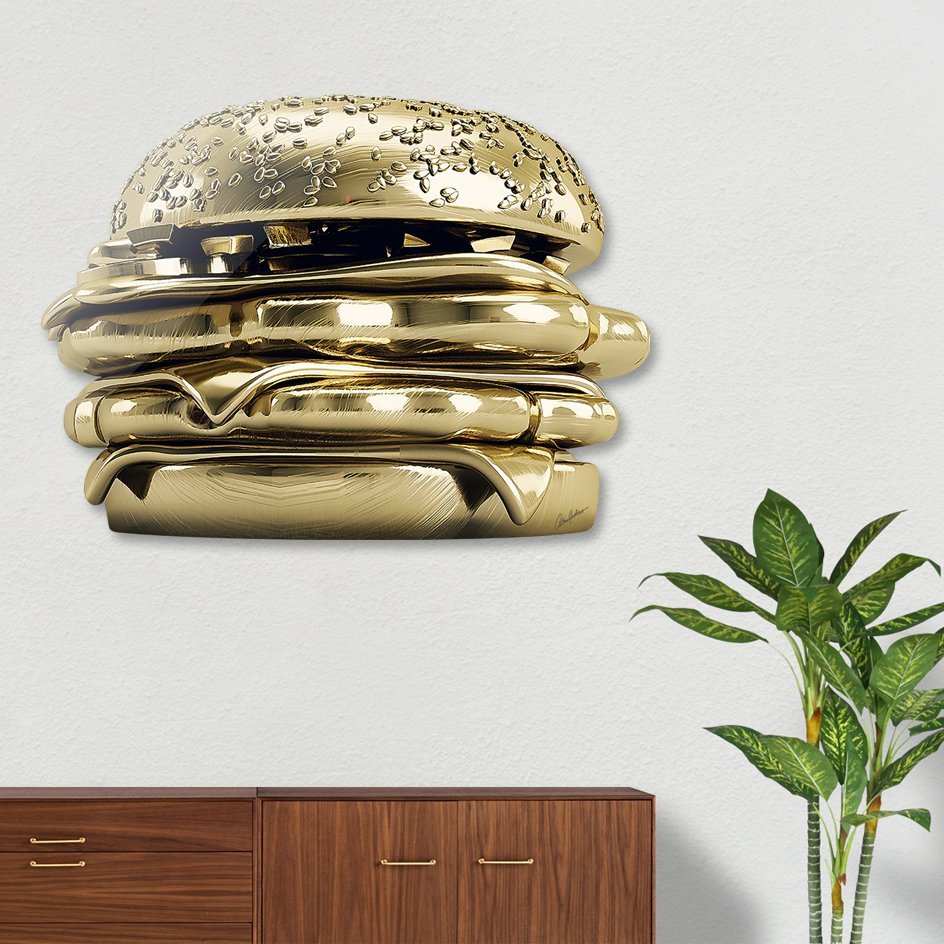 Golden Burger Die Cut Print by Antoni Tudisco