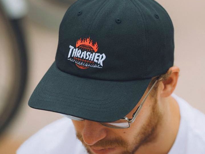 HUF X Thrasher Black TDS Curved Brim 6 Panel Hat