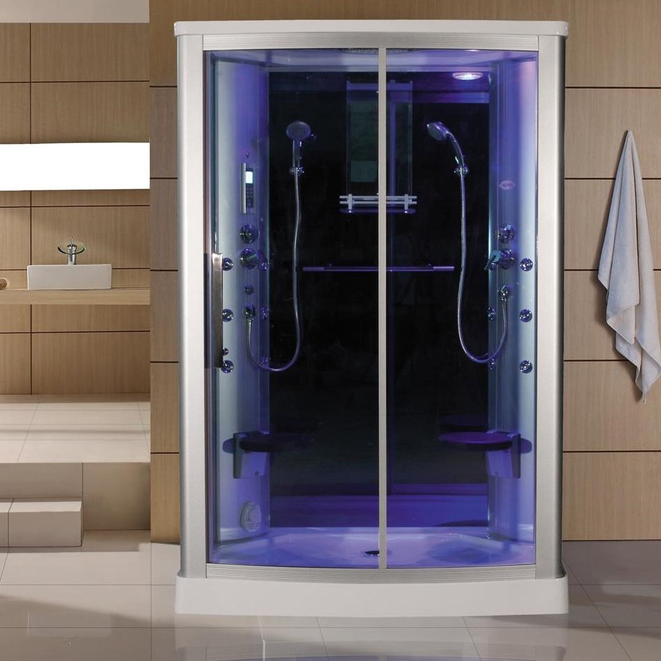 Blue Glass Steam Shower by Eagle Bath