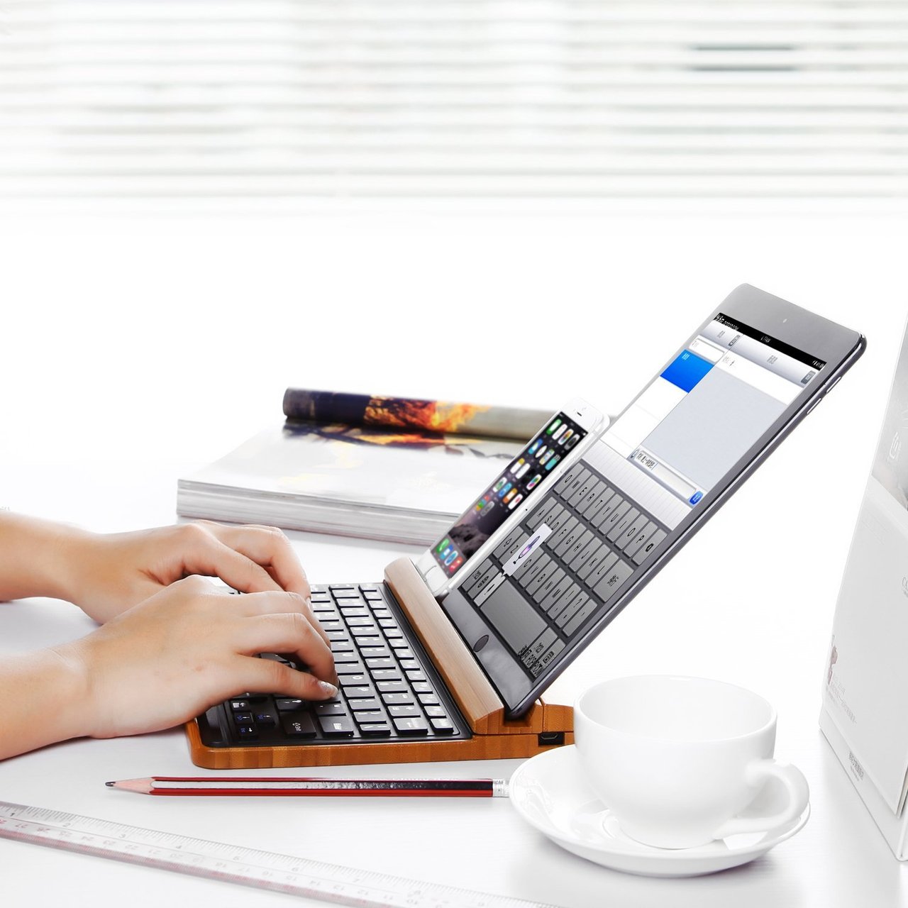 Bamboo Wireless Bluetooth Keyboard Dock Holder