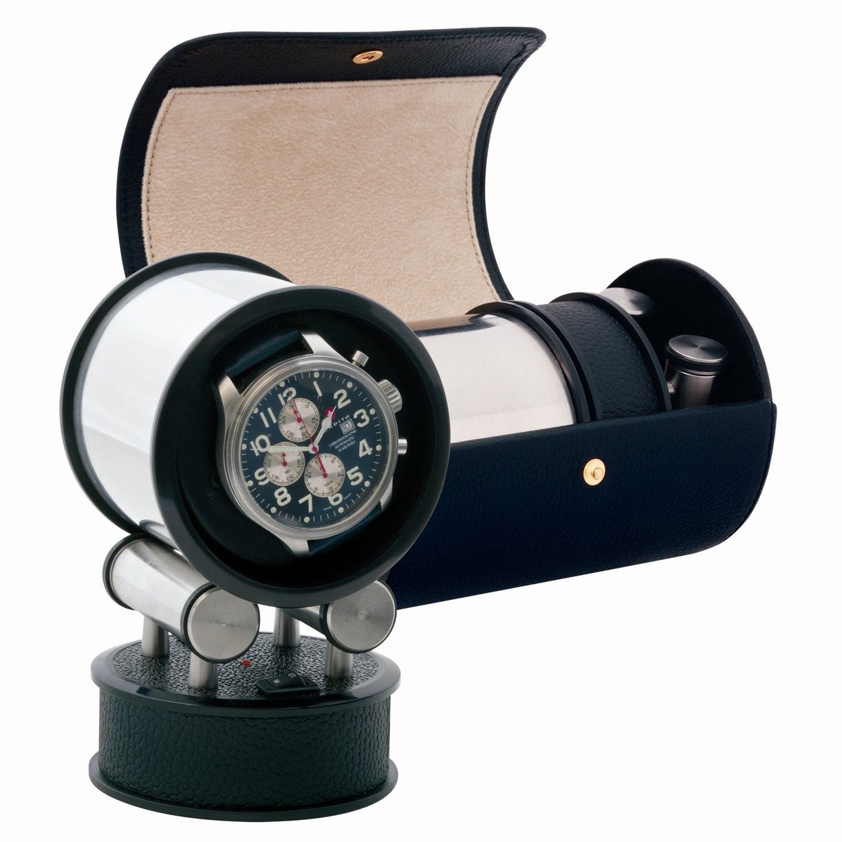 Voyager Black Leather Travel Watch Winder