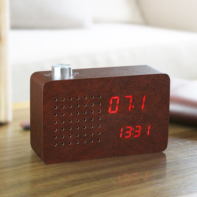 Leatherette Radio Click Clock