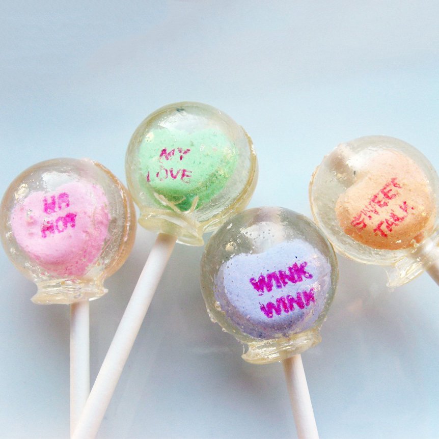 Conversation Hearts Lollipops by Vintage Confections