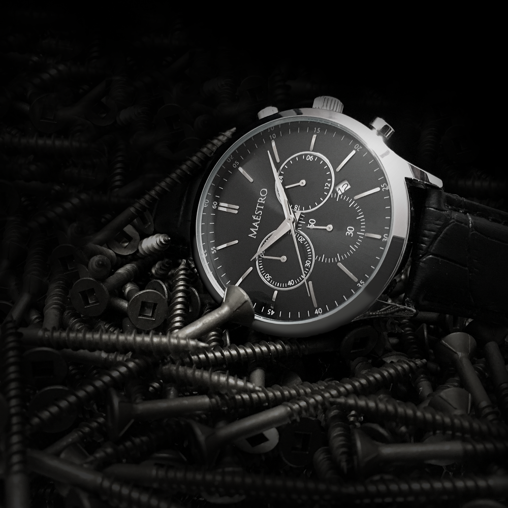 The Executive Black & Silver Chrono